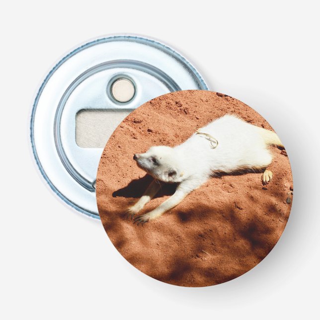 White Meerkat Stretching, Bottle Opener (Front)
