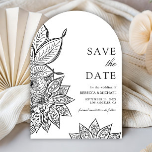 White Mehendi Henna Indian Wedding Save The Date