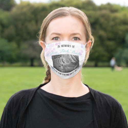 White memorial face mask your photo your message adult cloth face mask