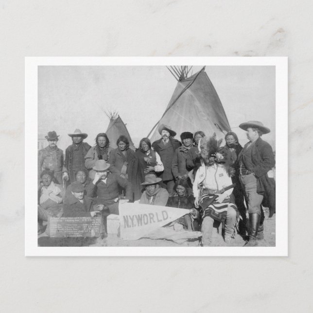 White Men (including Buffalo Bill) and Lakota Postcard (Front)