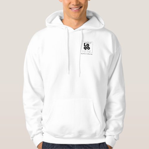 White Mens Hoodie  Your Black Business Logo
