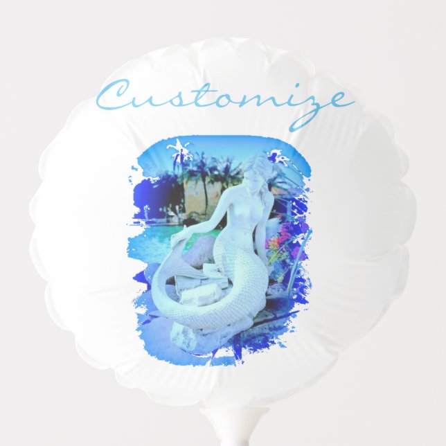 White Mermaid Sitting Thunder_Cove Balloon (Front)