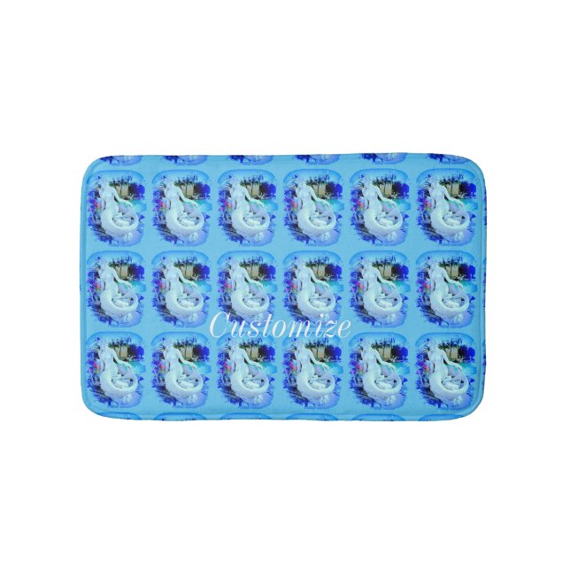 White Mermaid Sitting Thunder_Cove Bath Mat (Front)