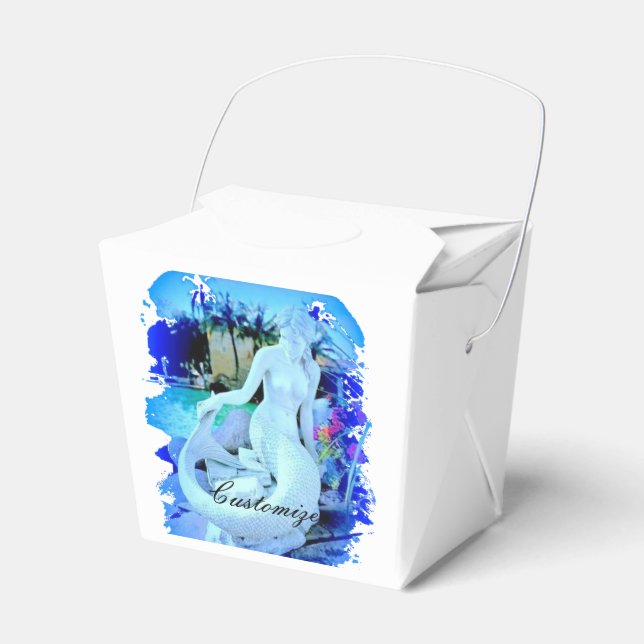 White Mermaid Sitting Thunder_Cove Favor Boxes (Front Side)