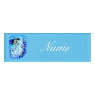 White Mermaid Sitting Thunder_Cove Name Tag