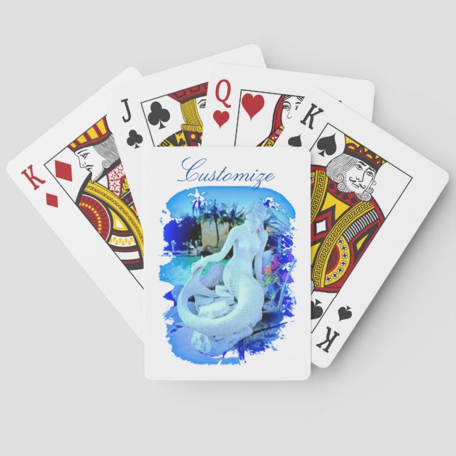 White Mermaid Sitting Thunder_Cove Poker Cards (Back)