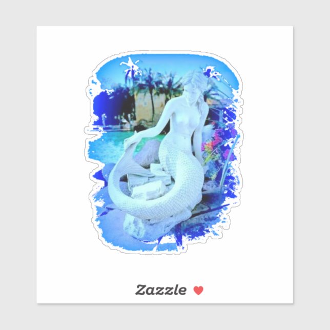 White Mermaid Sitting Thunder_Cove Sticker (Sheet)