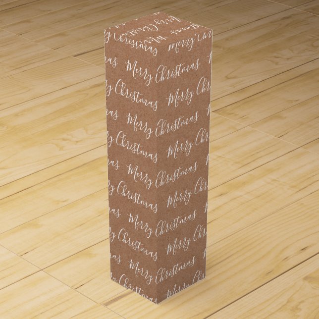 White “Merry Christmas” Kraft paper Wine Box (Front)