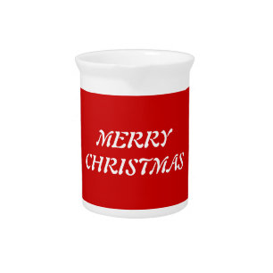 White Merry Christmas On Red Background Pitcher