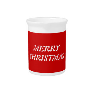 White Merry Christmas On Red Background Pitcher