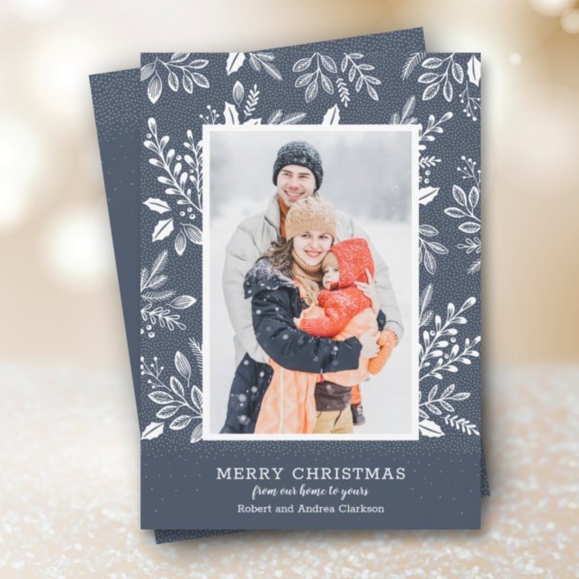 White Merry Christmas Photo Holiday Card (Creator Uploaded)