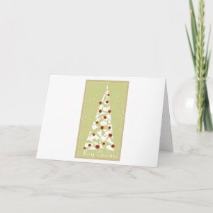 White Merry Christmas Tree Holiday Card