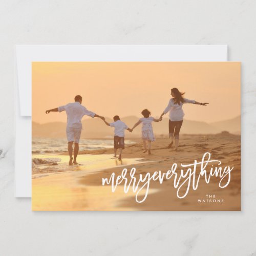 White Merry Everything Photo Holiday Card