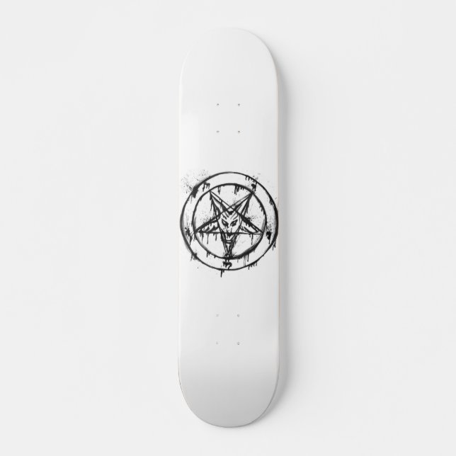 White Messy Baphomet Skateboard Deck (Front)