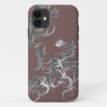 White - Metallic Flower Embossed effect iPhone 11 Case