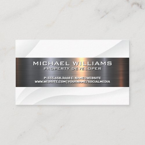 White Metallic Shine Texture Background Business Card