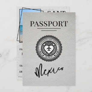 White Mexico Passport Save The Date