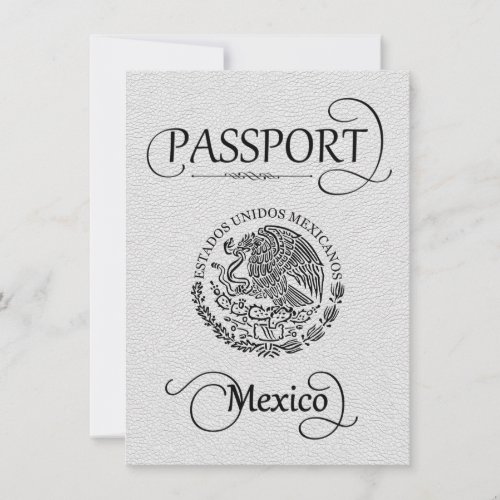 White Mexico Passport Save the Date Card