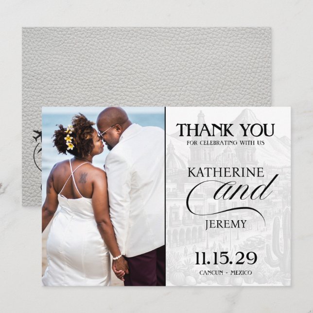 White Mexico Passport Thank You Card (Front/Back)