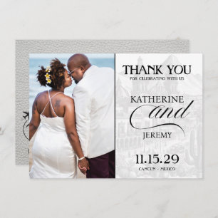 White Mexico Passport Thank You Card