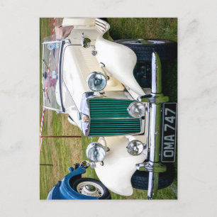 White MG TD classic British sports car  Postcard