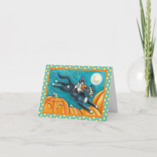 WHITE MICE & BLACK CAT ON HALLOWEEN SCAVENGER HUNT CARD