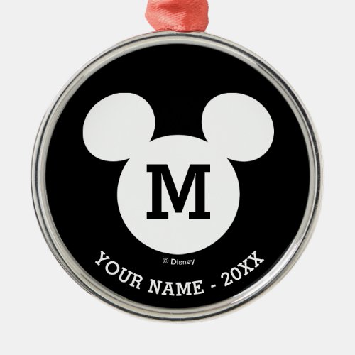 White Mickey Icon _ Add Your Name  Year Metal Ornament