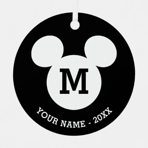 White Mickey Icon _ Add Your Name  Year Metal Ornament