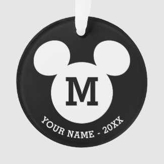 White Mickey Icon - Add Your Name & Year Ornament