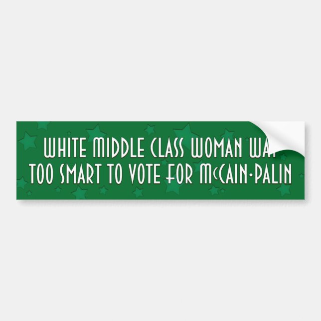 White Middle Class Woman For Obama Biden (Green) Bumper Sticker (Front)