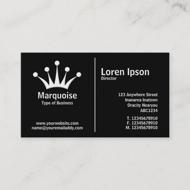 White Middle Rule (Crown) - Black (Gold) Business Card (Front)