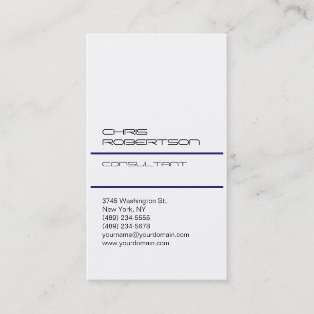 White Midnigt Blue Attractive Charm Business Card (Front)