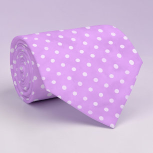 White Mini Polka Dots on Lavender Necktie