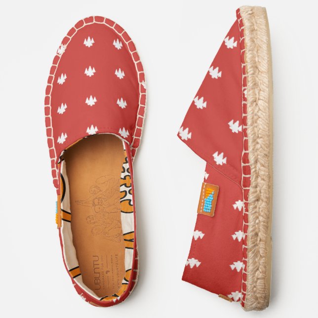 White Mini Tree Repeat On Red Canvas Slip On Shoes (Side)