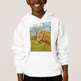 White miniature Horse light blue Hoodie