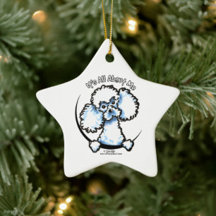 White Miniature Toy Poodle IAAM Ceramic Ornament