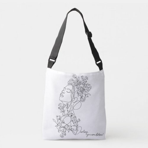 White Minimal Abstract Floral  Crossbody Bag