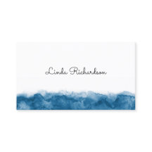 White, minimal, blue watercolor border