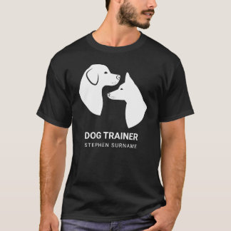 White Minimal Dog Head Silhouettes - Dog Trainer T-Shirt