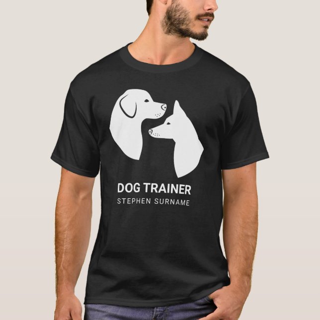 White Minimal Dog Head Silhouettes - Dog Trainer T-Shirt (Front)