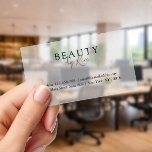 White Minimal Elegant Salon Clear Business Cards