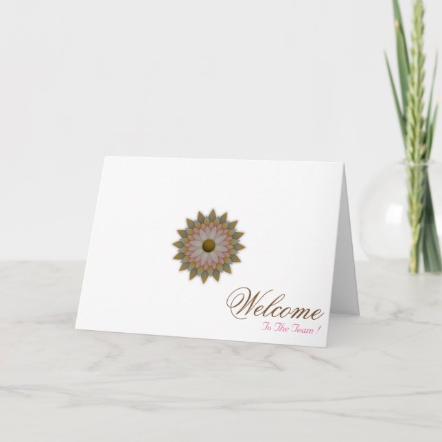 White Minimal Lotus Art Welcome Wishing Card (Front)