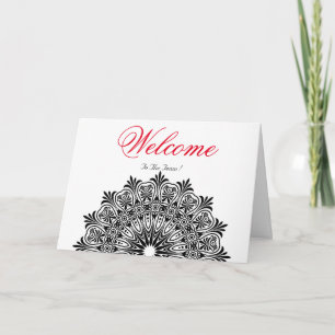 White Minimal Lotus Welcome Wishing Card