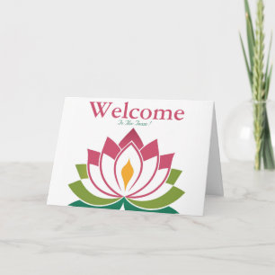 White Minimal Lotus Welcome Wishing Card