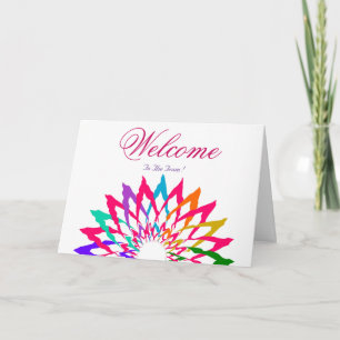 White Minimal Lotus Welcome Wishing Card