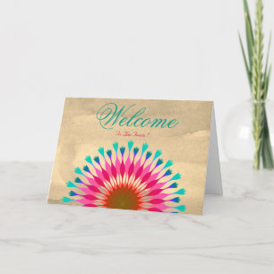 White Minimal Lotus Welcome Wishing Card