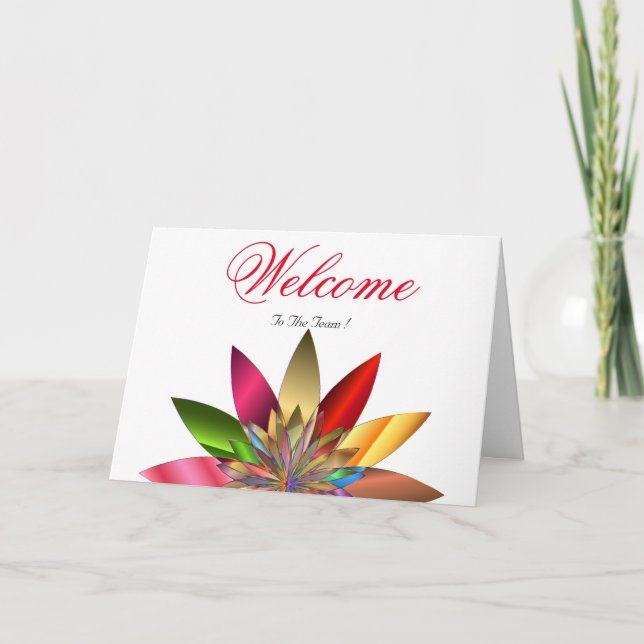 White Minimal Lotus Welcome Wishing Card (Front)