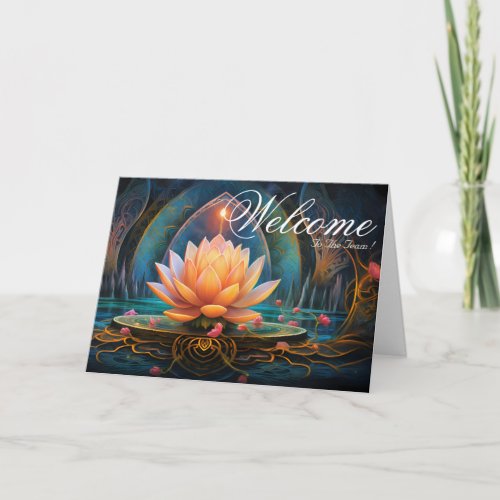 White Minimal Lotus Welcome Wishing Card