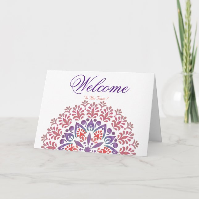 White Minimal Lotus Welcome Wishing Card (Front)