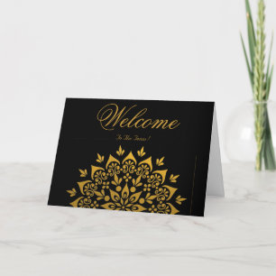 White Minimal Lotus Welcome Wishing Card